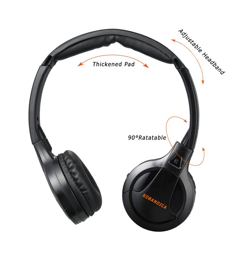 [Australia - AusPower] - KOBANOICA Infrared Headphones for Car DVD,Universal 2 Channel IR Headphones, On-Ear Car Headphones Wireless (2 Pack) 