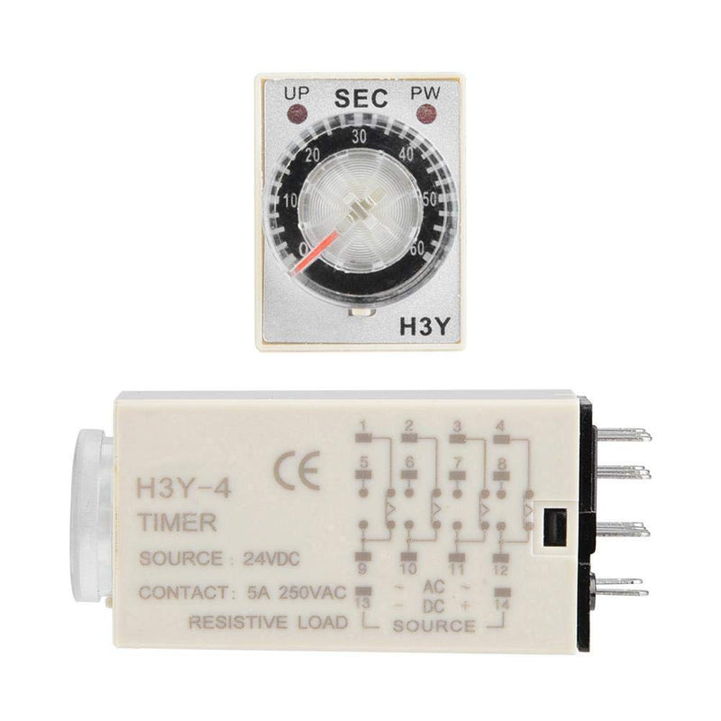 [Australia - AusPower] - 1pc H3Y-4 14-Pin 24VDC Delay Timer Time Relay Pointer Control Delay Timer Control Switch for Automatic Control (60S) 