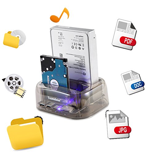 [Australia - AusPower] - Tccmebius TCC-S865 USB 3.0 to SATA IDE Dual Slots External Transparent Hard Drive Docking Station with Card Reader and 2 Ports USB 3.0 Hub for 2.5 3.5 Inch IDE SATA I/II/III HDD SSD 
