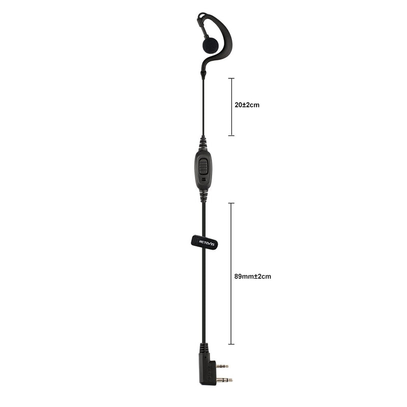 [Australia - AusPower] - Retevis 2 Way Radio Earpiece 2 Pin C-Type Earhook Headset with Mic for Baofeng UV-5R BF-888S Retevis H-777 RT22 Arcshell AR-5 Walkie Talkies (2 Pack) 