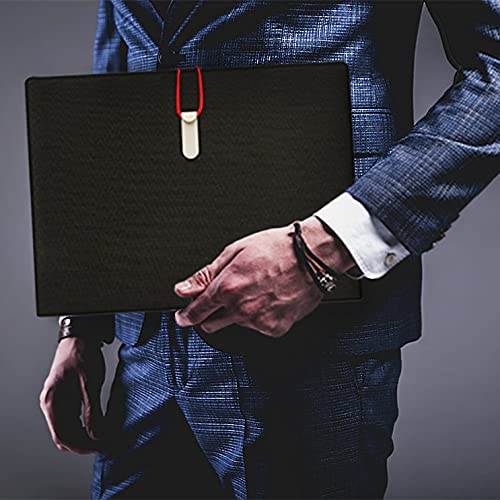 [Australia - AusPower] - NuVision Portfolio Leather Padfolio Binder, Business Planner File Folder with Elastic Band Closure, Writing Pad Notebook, Resume Document Organizer, Legal Pad for Women Men Black (Ver. 3) 