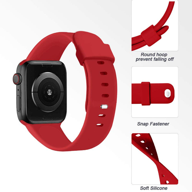 [Australia - AusPower] - NUKELOLO Sport Band Compatible with Apple Watch Bands 38mm 41mm 40mm 45mm 44mm 42mm, Soft Silicone Replacement Strap Compatible for iWatch Series SE 7 6 5 4 3 2 1 Women Men Red 42mm/44mm/45mm 