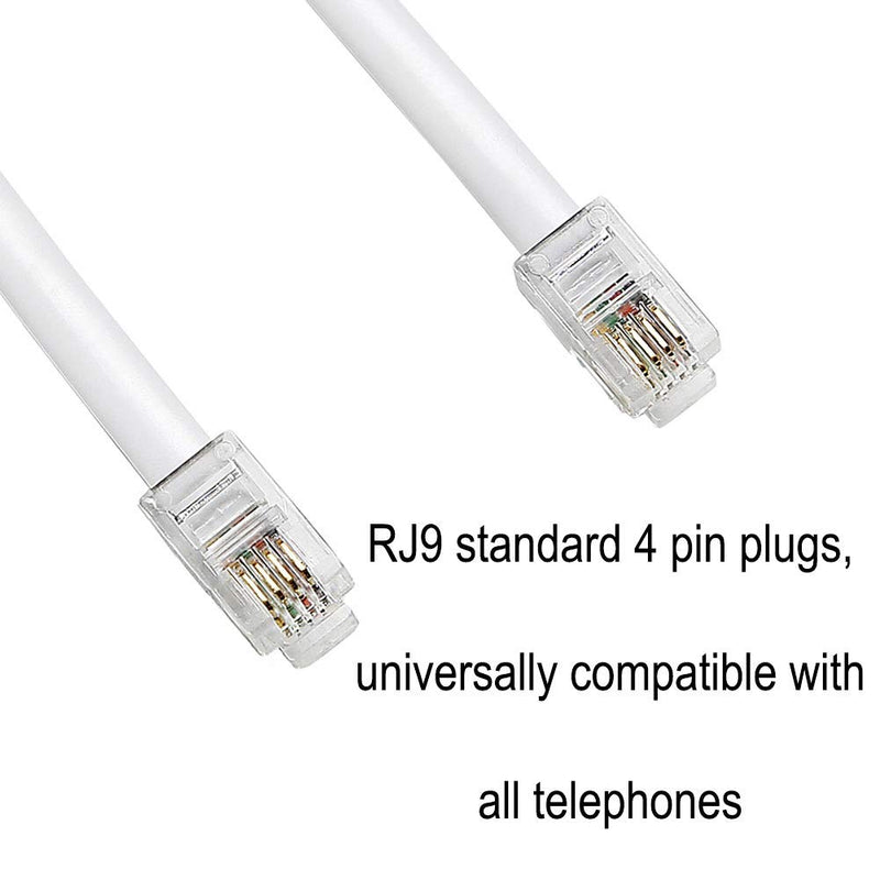 [Australia - AusPower] - Telephone Cord, Phone Cord,Handset Cord, White, 1 Pack, Universally Compatible 