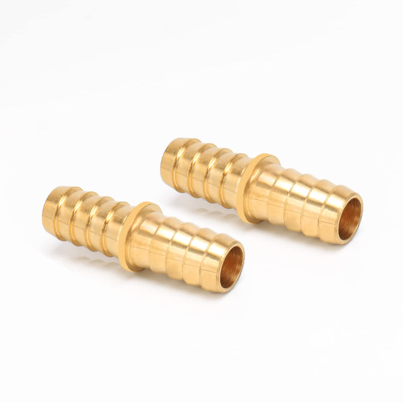 [Australia - AusPower] - BathAce Brass Hose Barb Fitting Splicer Mender, Quick Connect Threaded Pipe Adapter Heavy Duty M Type Fitting Union Air Gas Water Fuel, 2 Pack (1/2 Barb x 1/2 Barb) 1/2 Barb x 1/2 Barb 