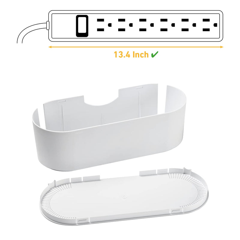 [Australia - AusPower] - D-Line Cable Management Box, Cord Organizer Box to Hide & Conceal Power Strips, Desk Cable Management Solution, Made from Electrically Safe ABS Material - 16.5" (L) x 6.5" (W) 5.25" (H) - White Large 