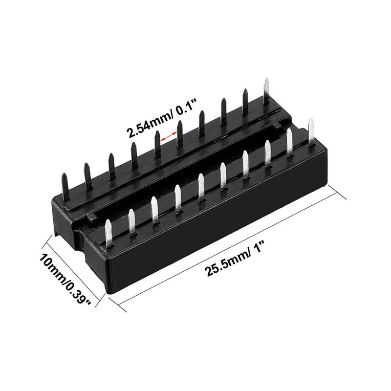 [Australia - AusPower] - uxcell 30pcs DIP IC Chip Socket Adaptor 2.54mm Pitch 7.6mm Row Pitch 2 Row 20 Flat Pins Soldering 