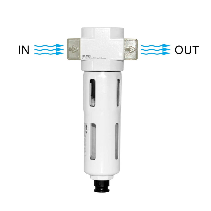 [Australia - AusPower] - Beduan 1/4" Air in-line Compressed Particulate Filter,Moisture Water Trap Filter With Visible Bowl,Manual Drain(MINI) 1/4" 