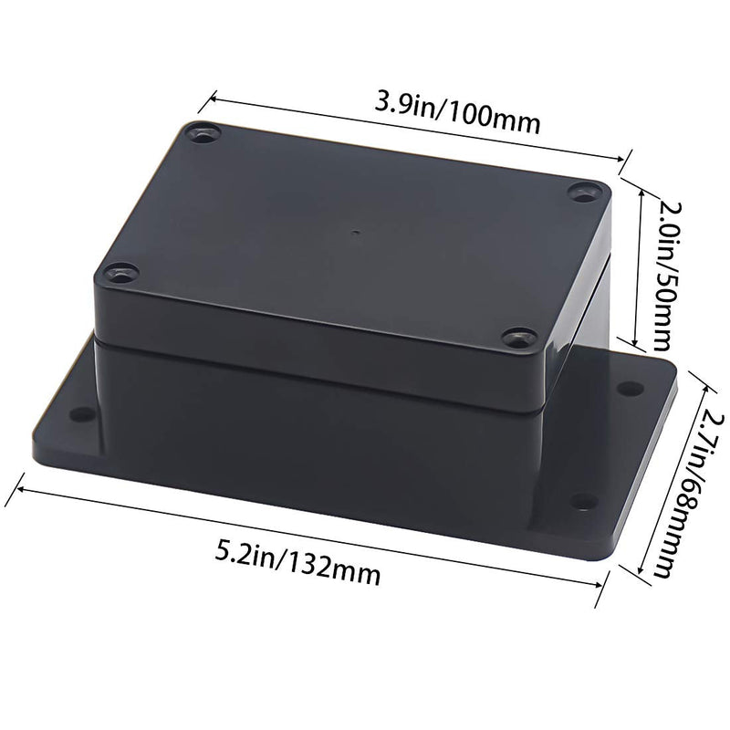[Australia - AusPower] - Zulkit Junction Box ABS Plastic Dustproof Waterproof IP65 Universal Electrical Boxes Project Enclosure with Fixed Ear Black 3.94 x 2.68 x 1.97 inch (100 x 68 x 50 mm)(Pack of 2) 3.94" x 2.68" x 1.97"(Pack of 2) 