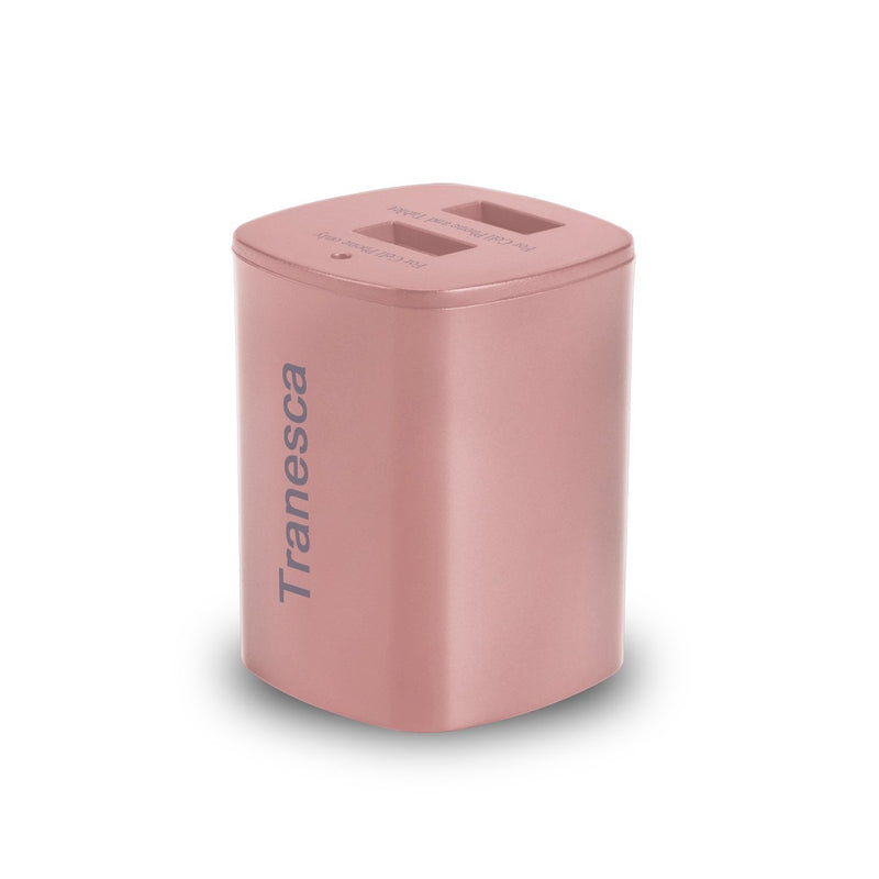 [Australia - AusPower] - Tranesca 2.4 Amp Dual USB Port Travel Wall Charger Cube with Foldable Plug for iPhone X/8/7/6S/6S Plus/6 Plus/6, Samsung Galaxy S9/S8/S7/S6/S5 Edge, LG, HTC, Moto, Kindle and More-Rose Gold Dual USB wall charger - Rose Gold 
