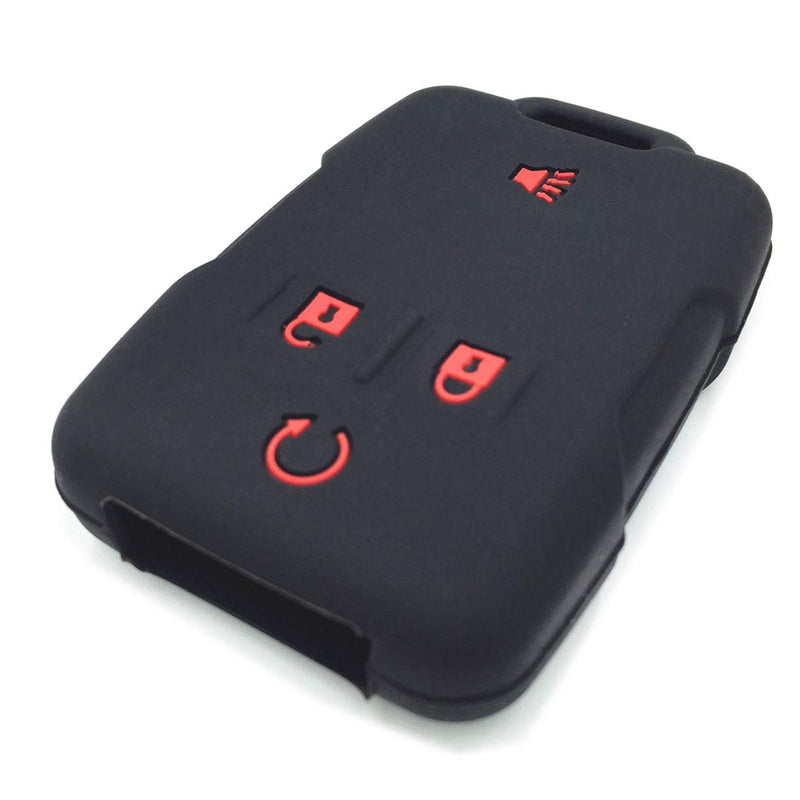 [Australia - AusPower] - Silicone Rubber Key Fob Case Covers Keyless Remote Jacket Skin Protector for Silverado Pack 2 Black with Red Buttons 