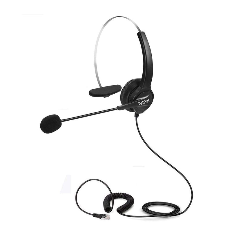 [Australia - AusPower] - TelPal Noise Cancelling Telephone Headset One Ear with Mic & Adapter for Call Center, Desk Phone Headset, Perfect for Phone Sales, Insurance, Hospitals, Telecom Operators - [Monaural] Monaural Headset 