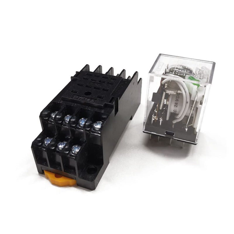 [Australia - AusPower] - ATO DC 24V Coil 14-Pin Electromagnetic Power Relay 4PDT 4NO 4NC HH54P MY4NJ with Plug-in Terminal Socket Base 