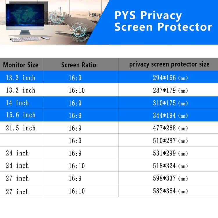[Australia - AusPower] - Laptop Privacy Screen 14 Inch,PYS Privacy Screen Protector for 14In Laptop 16:9 Aspect Ratio,Anti Glare/Blue Light/Scratch Compatible with Lenovo/HP Envy/Dell/Acer/Samsung/Asus/Toshiba laptop 14 inch Black 