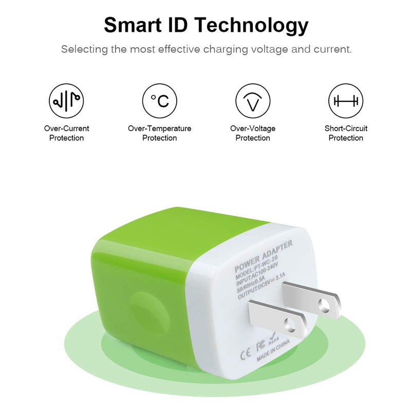 [Australia - AusPower] - Wall Charger Adapter,USB Cubes,Sicodo 3Pack Universal Travel 3.1A 3 Muti Port Plug Charging Block Compatible with iPhone X,8,7,Plus,Tablet,Samsung GalaxyS10,S9,S8 Plus,S7 S6 Edge,HTC,LG,Sony,Nokia 3Pack-Blue Green Rose red 