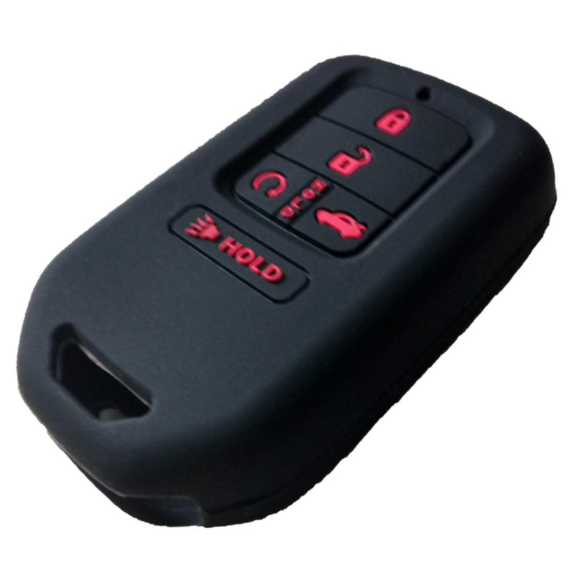 [Australia - AusPower] - Keyless4U 2Pcs Silicone Key Fob Full Case Cover Protector Remote Skin for A2C81642600 2015 2016 2017 2018 2019 Honda Accord Civic CR-V CRV Pilot EX-L Touring Premium 5 Buttons smart key black body red icon 