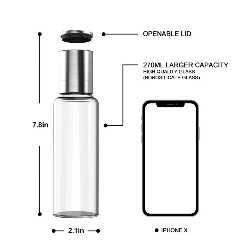 [Australia - AusPower] - Extra Large Salt and Pepper Grinder Set 170ml VEVOK CHEF Grinder Mill Set with Borosilicate Glass Adjustable Coarseness Ceramic Pepper Grinder Dual Salt and Pepper shaker Chef Gift Clear 