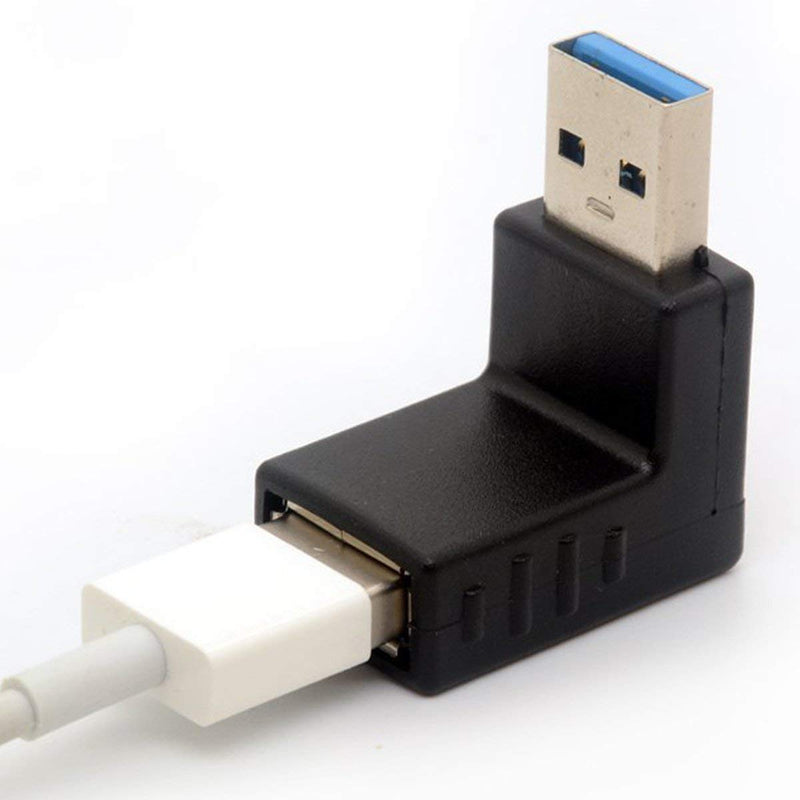 [Australia - AusPower] - Angled USB 3.0 Adapter 90 Degree USB Connector Extender Type A Male to Type A Female Plug Coupler 2Pcs (UP + Down) 