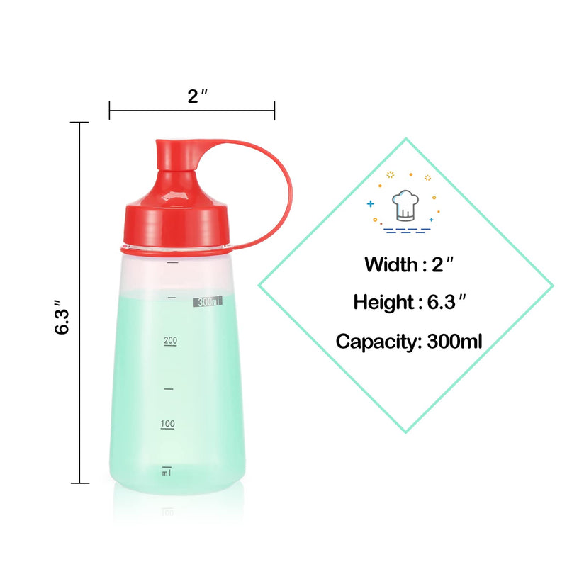 [Australia - AusPower] - oiununo Squeeze Bottles Wide Mouth - Pack of 2 Condiment Bottle Squeeze BPA free for Chunky Sauces, Resin, Crafts, Condiment Squeeze Bottles 300 mL/10 oz. (Red) Red*2 
