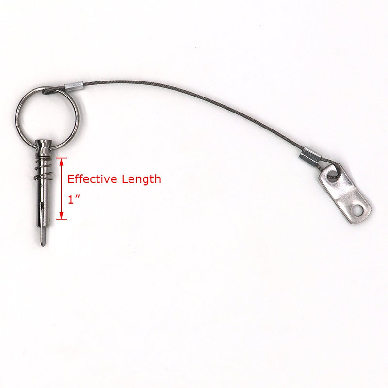 [Australia - AusPower] - 4 Pack Quick Release Pin 1/4" Diameter w/Drop Cam & Spring - Lanyard Prevents Loss, Full 316 Stainless Steel, Bimini Top Pin, Marine Hardware, Free Installation Screws 