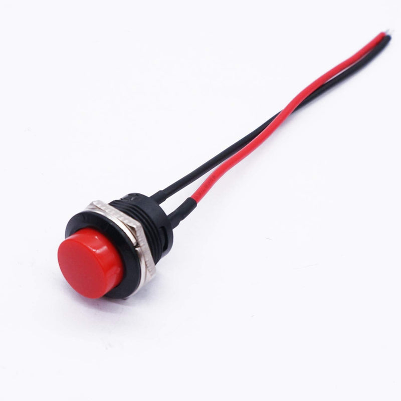 [Australia - AusPower] - Twidec/6Pcs SPST Momentary Push Button Switch AC250V/3A AC125V/6A Mini Off(ON) ON Black + Red with Pre-soldered Wires R13-507BKR-X Black+Red 
