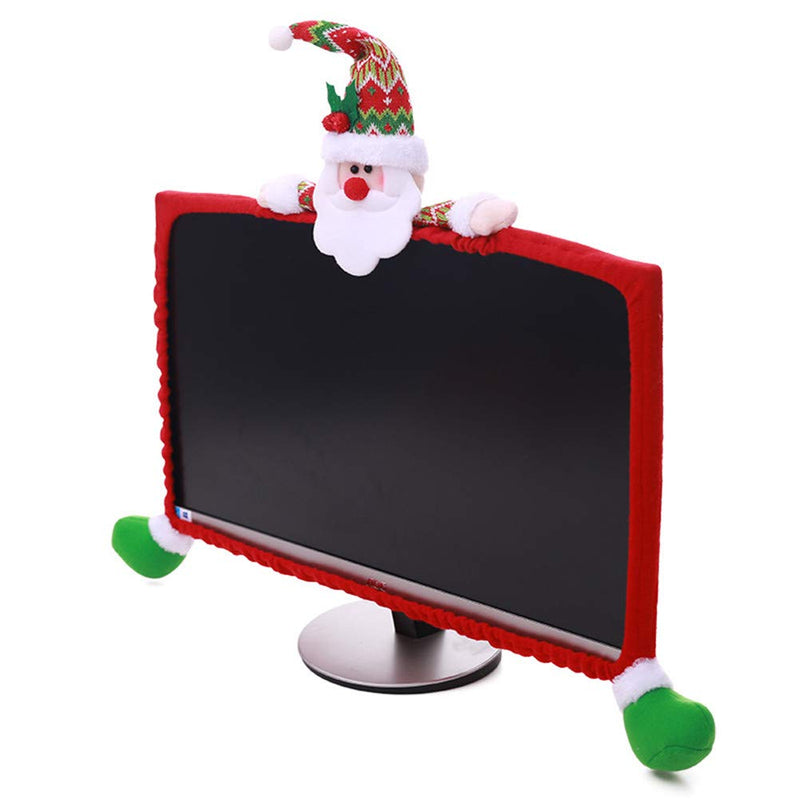 [Australia - AusPower] - SUSHAFEN 1 Pack Christmas Computer Monitor Border Cover TV Monitor Cover Elastic Laptop Computer Cover for Xmas Home Office Computer Decoration-Santa Claus 