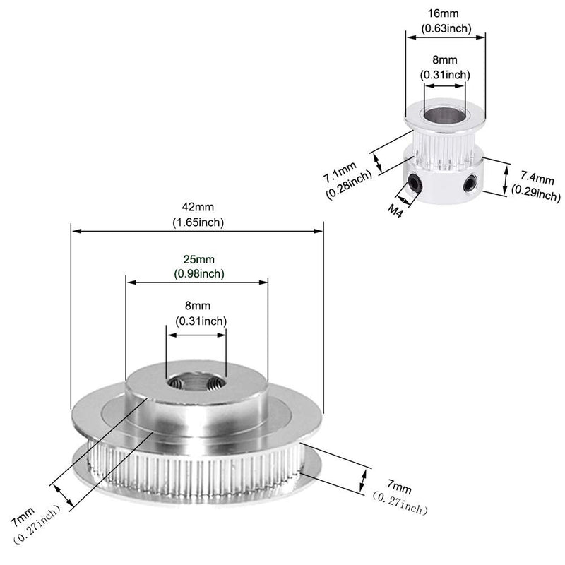 [Australia - AusPower] - Zeberoxyz 2PCS Set GT2 Synchronous Wheel 20&60 Teeth 8mm Bore Aluminum Timing Pulley with 2PCS Length 200mm Width 6mm Belt (20-60T-8B-6) 20-60T-8B-6 