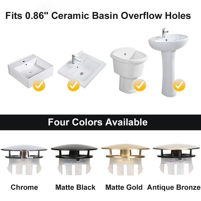 [Australia - AusPower] - DEAKYNE Sink Overflow Ring 2 Pack Matte Black Bathroom Vanity Sink Overflow Cover Insert in Round Trim Cap Brass Material 