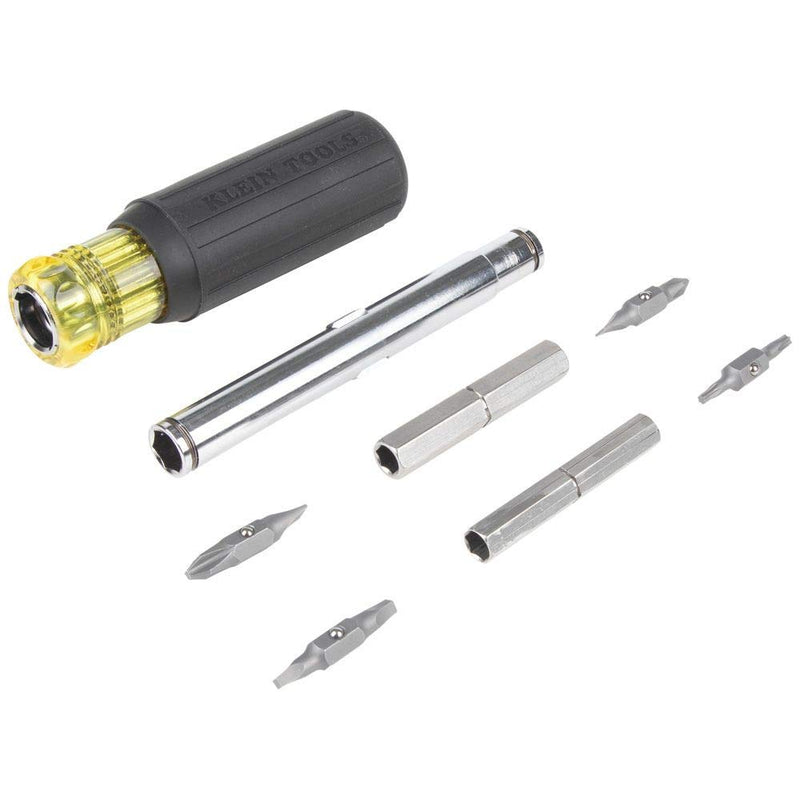 [Australia - AusPower] - Klein Tools 32500MAG Magnetic Multi-Bit Screwdriver / Nut Driver, 11-in-1 Multi Tool with 8 Bits, 3 Nut Driver Sizes, Cushion Grip Handle 