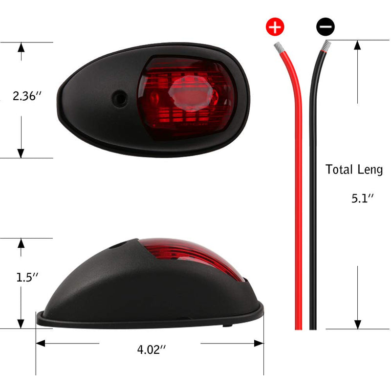 [Australia - AusPower] - Osinmax Boat Navigation Light, Marine Navigation Lights, Bow Light for Boats Led. Ideal for Pontoon and Small Boat （Black） 