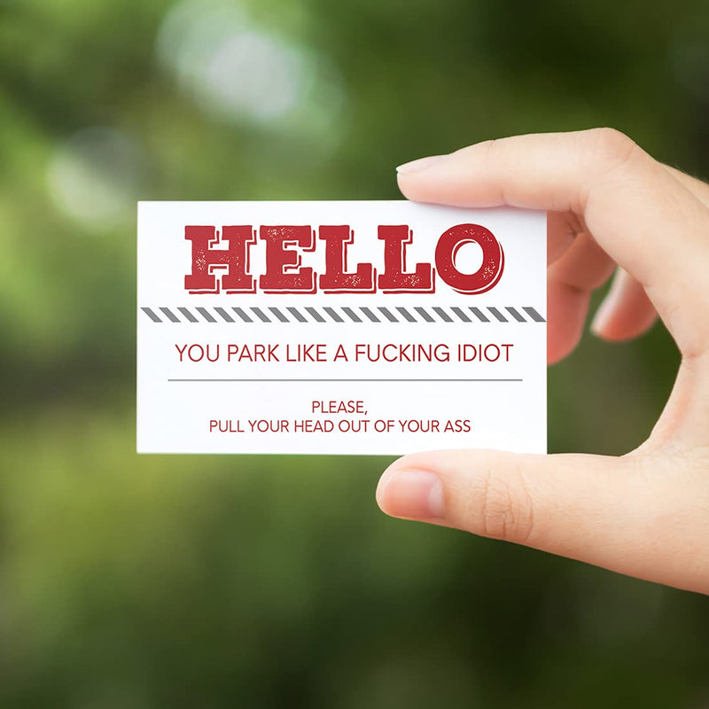 [Australia - AusPower] - Andaz Press Funny Bad Parking Cards, You Park Like A Fucking Idiot Prank Driving Fake Ticket Violation Gag Note Cards, Fun for Revenge Road Justice, For Men, Women, Him, Her, 100-Pack, 2 x 3.5-Inch 
