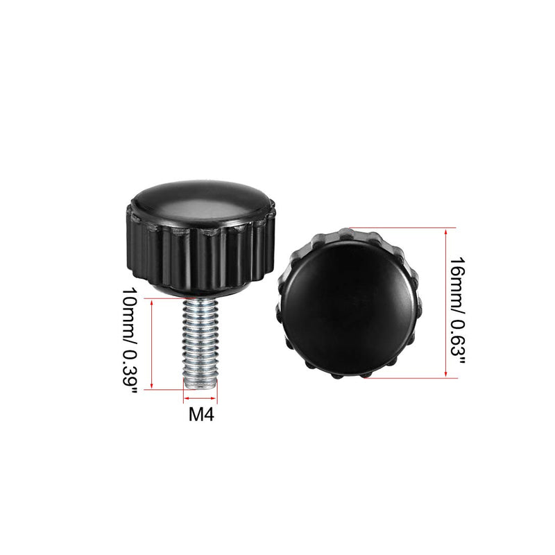 [Australia - AusPower] - uxcell M4 x 10mm Male Thread Knurled Clamp Knobs Grip Thumb Screw on Type Round Head 12 Pcs M4 x 10 