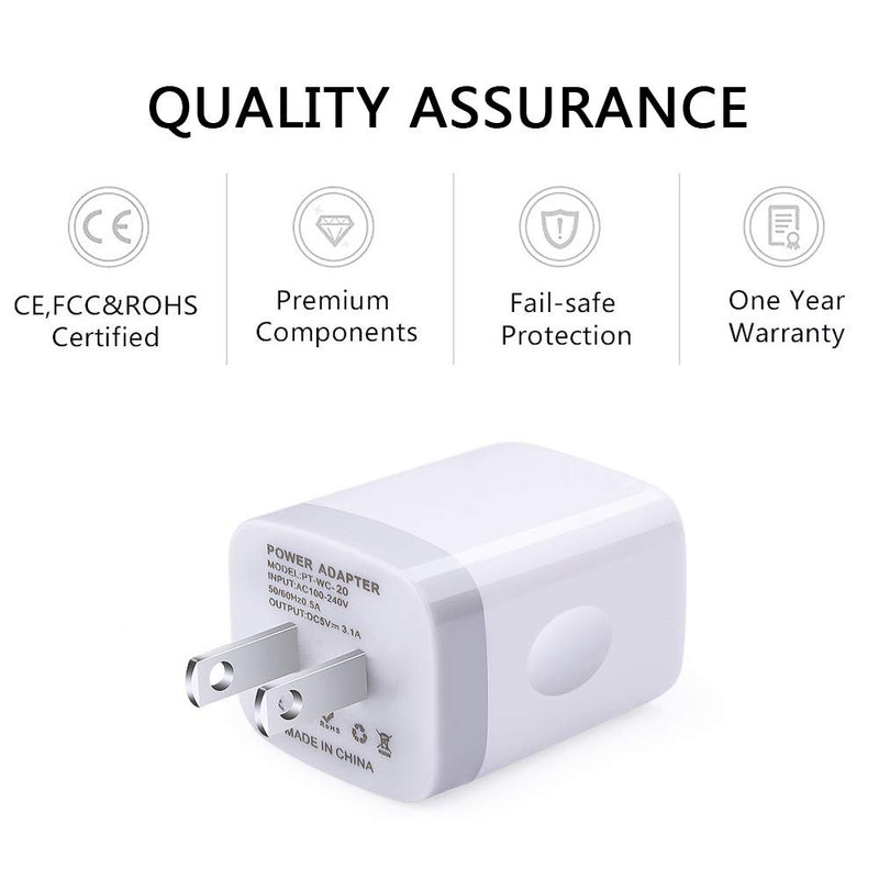 [Australia - AusPower] - USB Plug in Wall Charger, Charging Block, 3Pack Ailkin 3.1A Fast Charge 3- Port Power Adapter Cube Box Brick Base Compatible with Phone, Pad, LG, Honor, Samsung, Kindle Fire, Blue, All USB Multicolor-2 