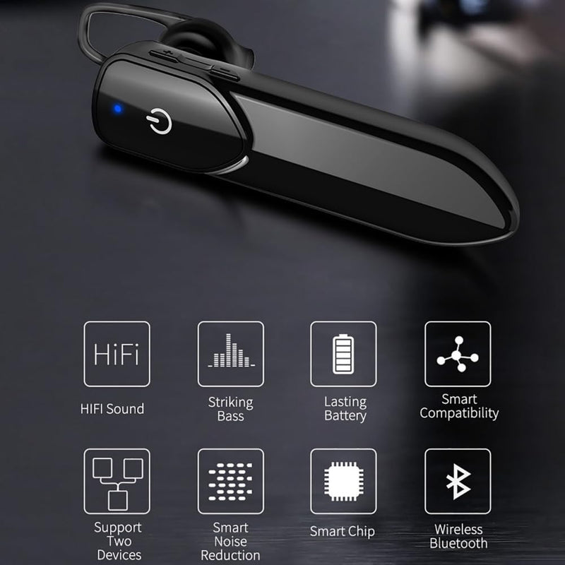 [Australia - AusPower] - BONSORION Earpiece Wireless Handsfree Headset with Microphone, 29 Hrs Driving Headset 60 Days Standby Time Bluetooth 