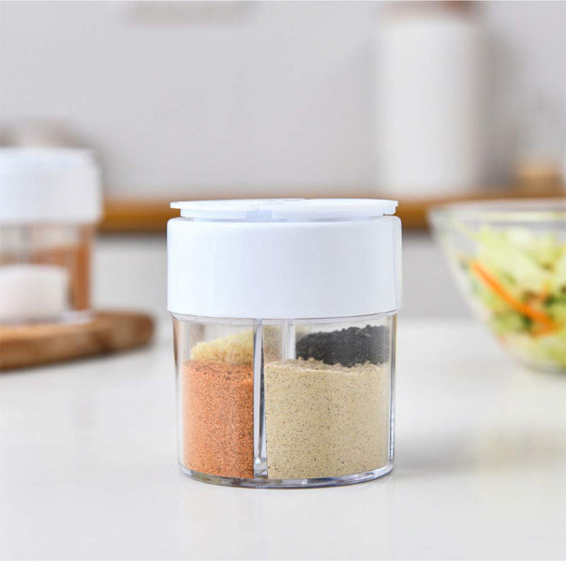[Australia - AusPower] - AKOAK 1 Pack Multifunctional Four Room Seasoning Bottle Plastic Transparent Storage Box Household Kitchen Seasoning Small Powder Jar 