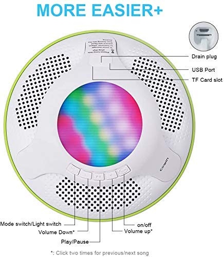 [Australia - AusPower] - Waterproof Bluetooth Speaker,Ypllake Shower Speakers Bluetooth Wireless Waterproof Pool IPX7 Floating with Light Stereo for Outdoor Pool Hot Tub 