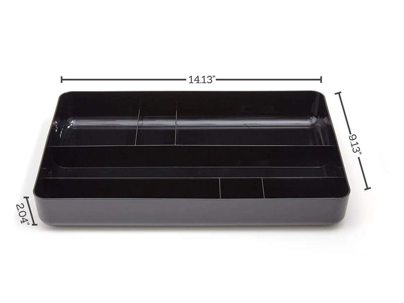 [Australia - AusPower] - 1InTheOffice Desk Drawer Organizer Tray, 7 Compartment Tray, Plastic Desk Organizers, Black 14.13"L x 9.13"W x 2.04"H 