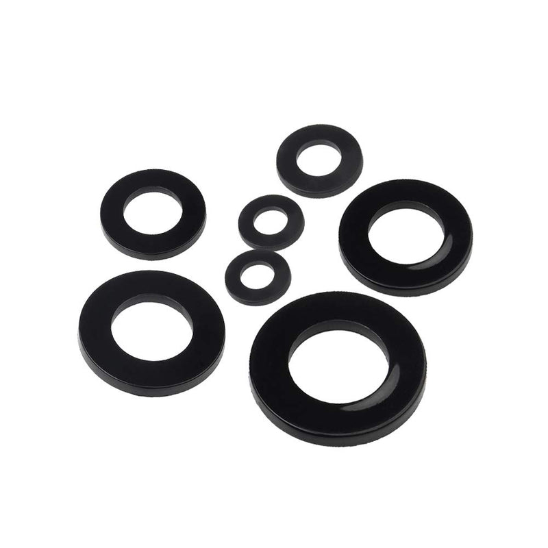 [Australia - AusPower] - SZHKM 550PCS Nylon Flat Washers for Screws Black Washers Round Assorted Washers Multiple Size Classification Kit Box M2 M2.5 M3 M4 M5 M6 M8 M10 