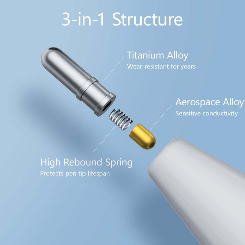 [Australia - AusPower] - nimin Replacement Tips for Apple Pencil 2nd Gen & 1st Gen- [8 Pack] Apple Pencil Spare No Wear Out Fine Point Precise Control Apple Pen Tip, Plastic Tips + Metal Tips 