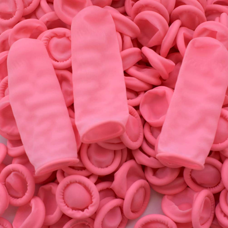 [Australia - AusPower] - Exceart 600Pcs Finger Cots Disposable Finger Protectors Latex Finger Sleeve Fingertip Covers for Home and Anti-Static Finger Cots (Pink) 