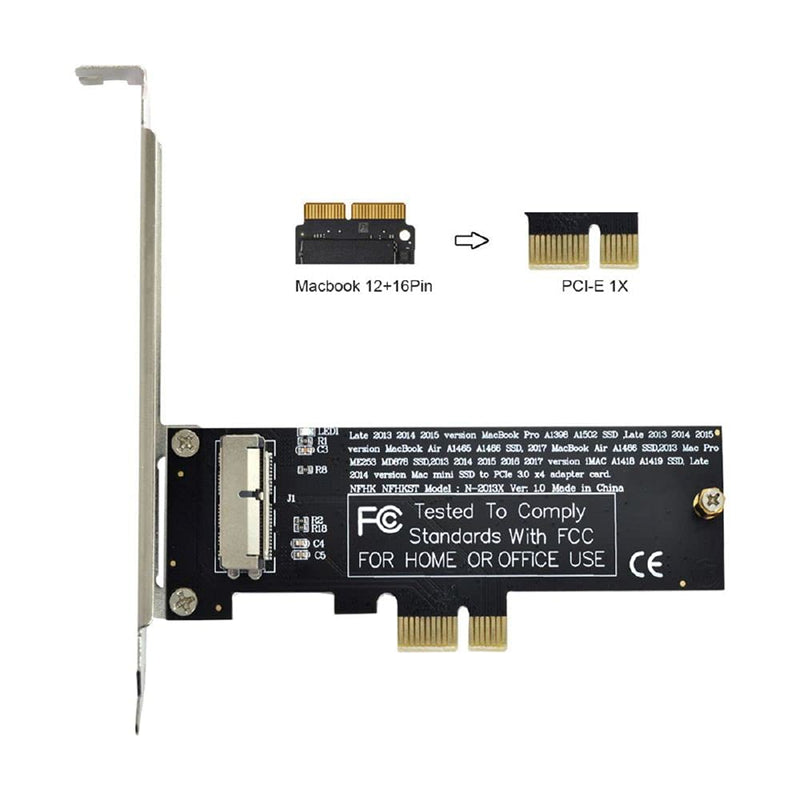 [Australia - AusPower] - Cablecc PCI Express PCI-E 1X to 12+16Pin 2013-2017 Mac Pro Air SSD Convert Card for A1493 A1502 A1465 A1466 Black PCI-E 1X 