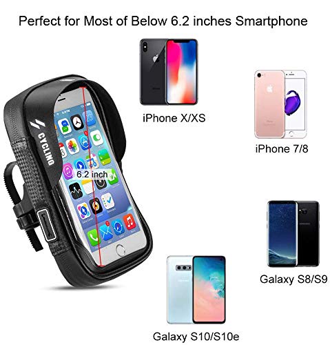 [Australia - AusPower] - 360° Rotatable Bike Phone Mount Bag Waterproof Bicycle Cell Phone Case Holder Touch Screen Handlebar Bag Pouch for iPhone 13 12 11 XR XS Max Galaxy S22 S21 S20 S10+ A52s Moto G8 Plus G7 E6 LG G8 ThinQ 
