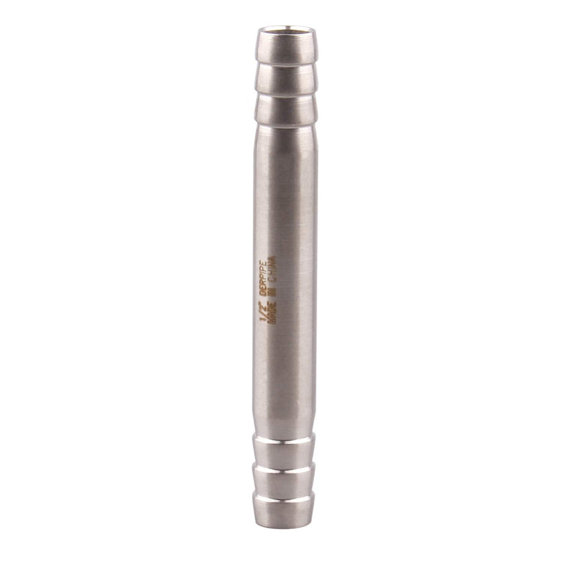 [Australia - AusPower] - DERPIPE Stainless Steel 1/2" Hose Barb, straight splice extend tubing fitting, union coupling fitting (Pack of 2) 1/2" (Pack of 2) 