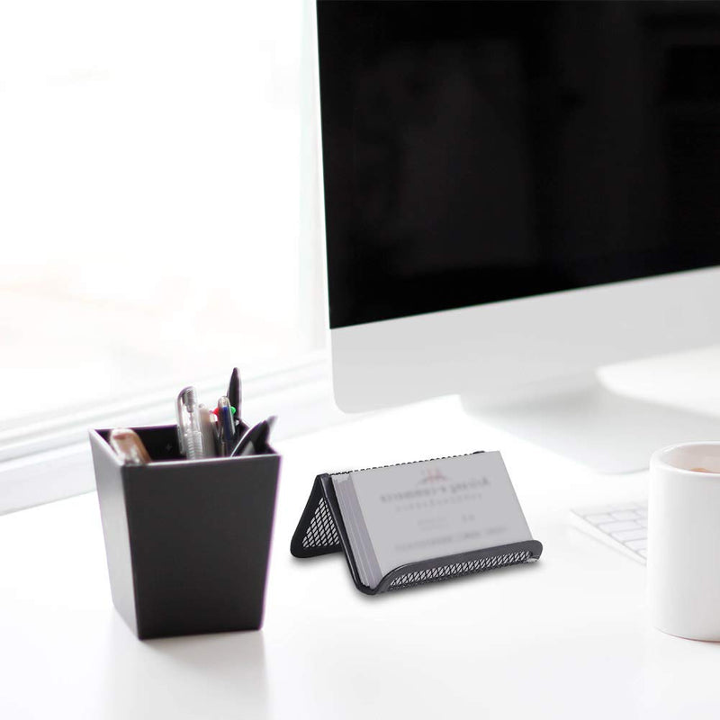 [Australia - AusPower] - Rocutus 8pcs Business Card Holder Metal Business Card Holder Desk Business Card Holder Card Organizer Black Mesh Business Card Display Business Card Holder Desk Business Card Holder (Black) 