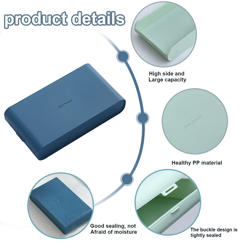 [Australia - AusPower] - 2 Pcs Plastic Storage Box Case Organizer with Snap-tight Closure Latch, Reusable Portable Storage Clips, Dust-proof, Moisture-proof Foldable Mask Storage Box (Blue+Green) 