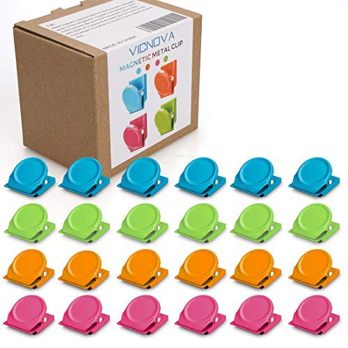 [Australia - AusPower] - Magnetic Clips, 24 Pieces Magnetic Metal Clips, Refrigerator Whiteboard Wall Fridge Magnetic Memo Note Clips Magnets Metal Clip 