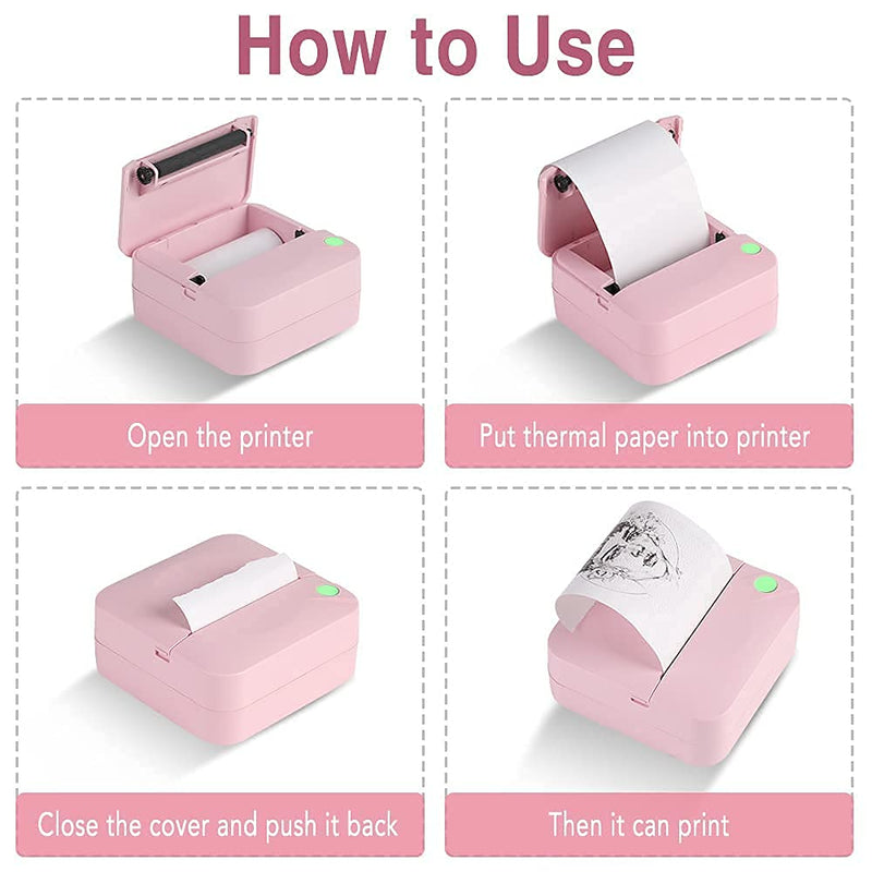 [Australia - AusPower] - Mini Pocket Thermal Label Printer—Portable Bluetooth Label Maker Printer for Labeling, Filing, Barcodes, Compatible with Android & iOS System pink 