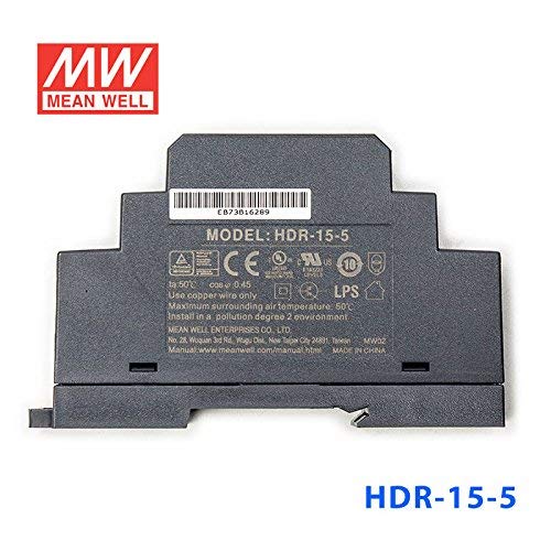 [Australia - AusPower] - MEAN WELL HDR-15-5 Ultra Slim Step-Shape 1SU DIN Rail Power Supply, 5V 2.4A 12W 