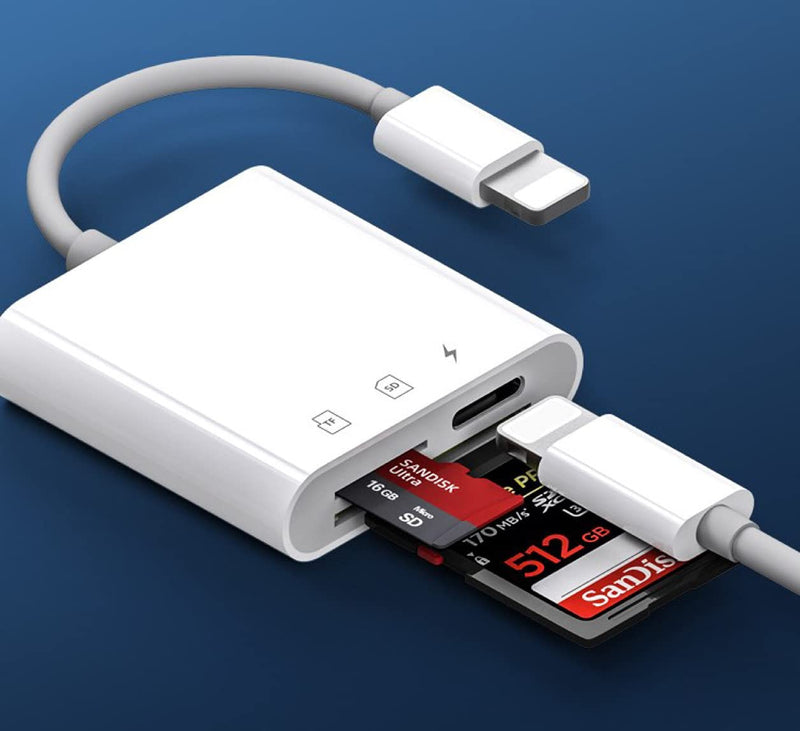 [Australia - AusPower] - CARD READER Lightning to Multi Function Adaptor SD Card and Micro SD Solar Sells Product Guarantee 