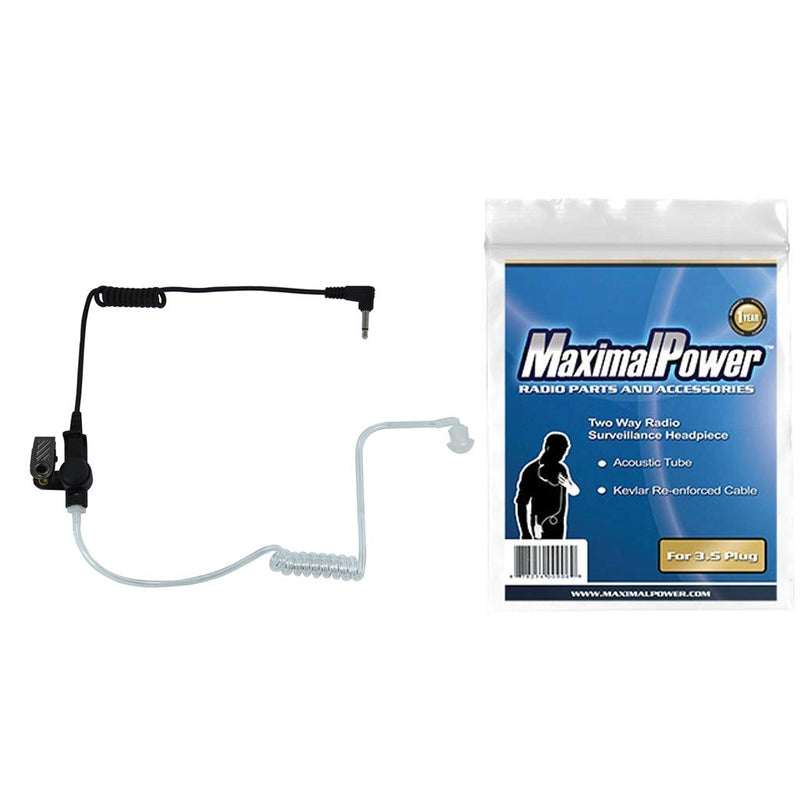 [Australia - AusPower] - MaximalPower 3.5mm RECEIVER/LISTEN ONLY Surveillance Headset Earpiece with Clear Acoustic Coil Tube Earbud Audio Kit For Two-Way Radios, Transceivers and Radio Speaker Mic Jacks (2 Pack, Regular Cord) 