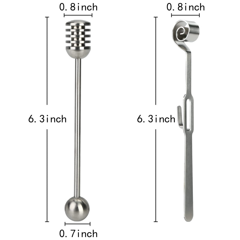 [Australia - AusPower] - HANSGO Honey and Syrup Dippers, 2PCS 6.3 Inches 304 Stainless Steel Honeycomb Stick and Curved Honey Dippeers Sticks for Honey Jar Dispense Drizzle Honey, Wedding Party Favors 